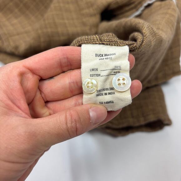 Buck Mason Camp Loop Collar Linen Blend Button Up Short Sleeve Shirt Men's Large - Picture 10 of 12